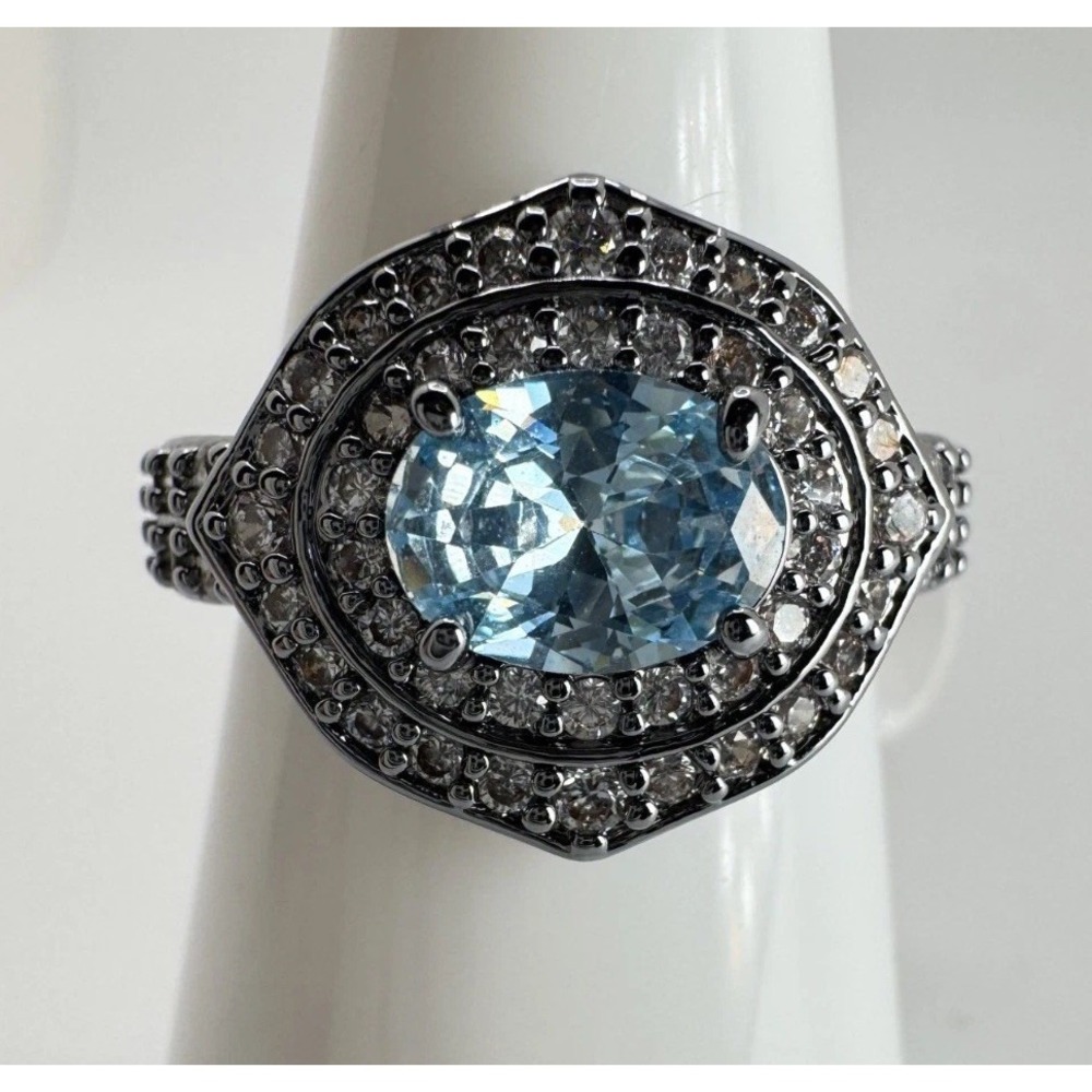 Size 7 Bomb Party Ring - RG73323 Best There Is - Aquamarine On Hematite